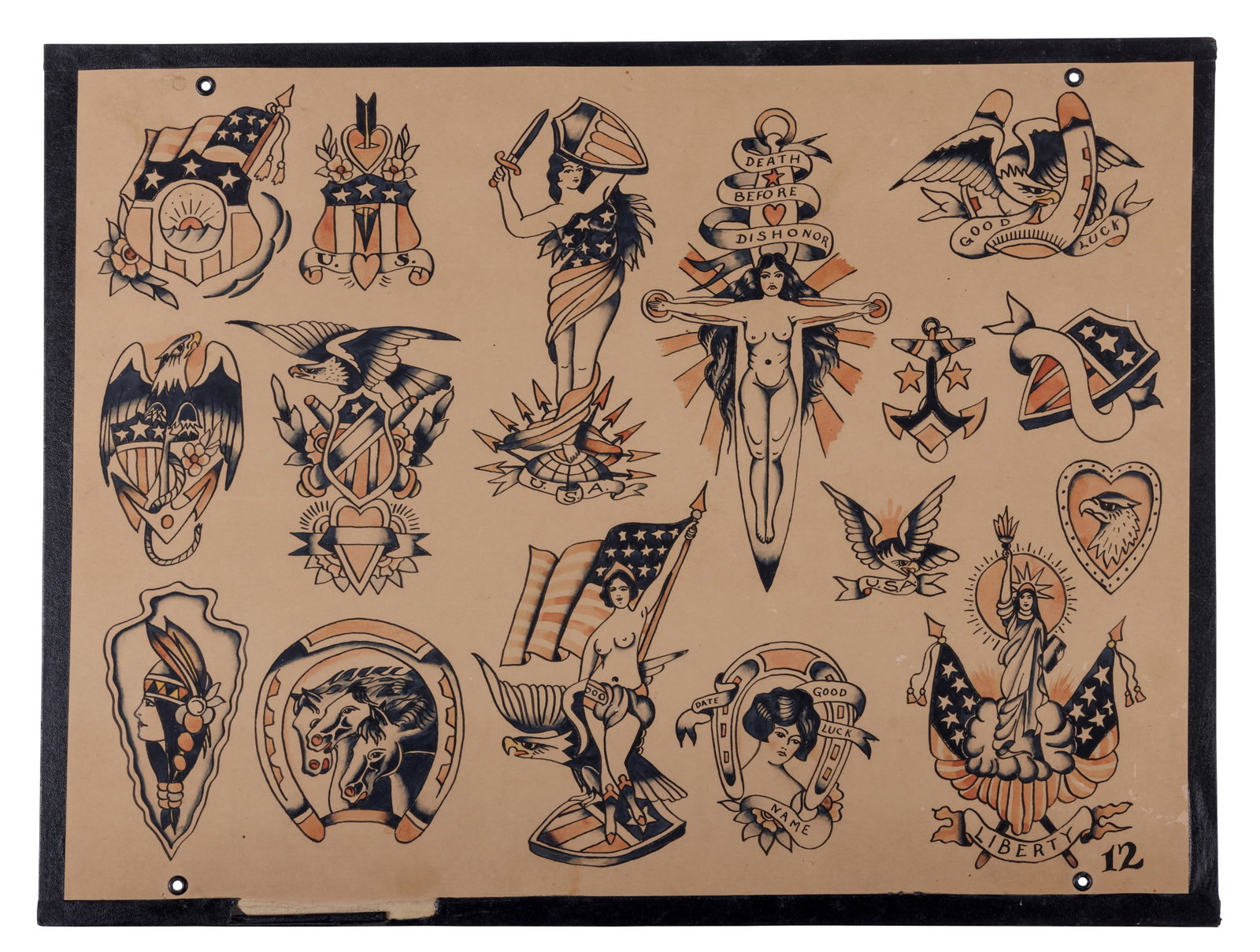 Statue of Liberty and Other Patriotic Tattoo Designs by Fred Marquand [Folk Art - Outsider] (1 of 2)