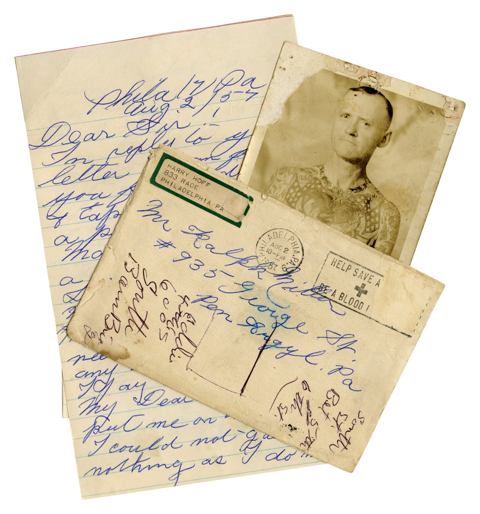 Letter and Photo from Tattoo Artist Harry "Pop" Hoff (Philadelphia, 1957) (1 of 4)