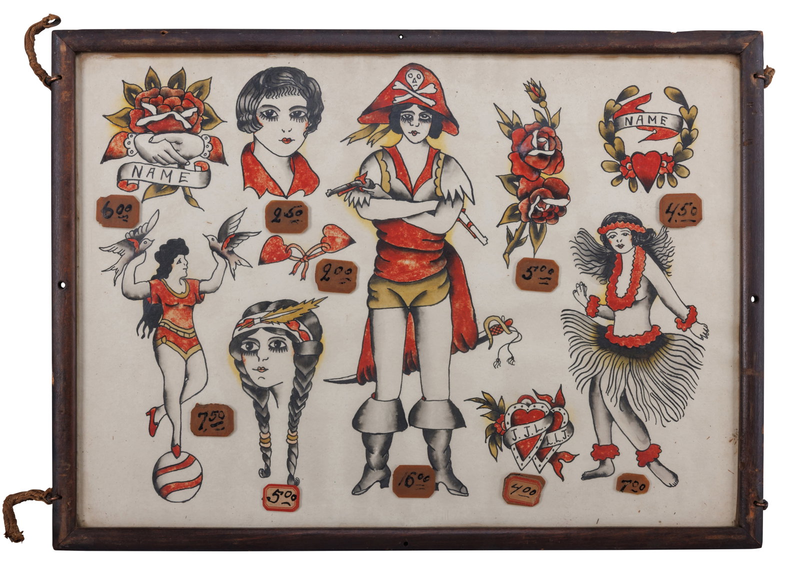 Pirate Girl and Other Tattoo Designs by F. A. Boehme (California, ca. 1935) 10 x 14 in. (25.4 x 35.6 (1 of 2)