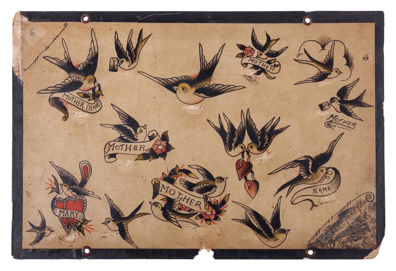 "Mother Dear" and Other Swallow Tattoo Designs by Paul Rogers [Folk Art - Outsider] (Drayton, South (1 of 2)