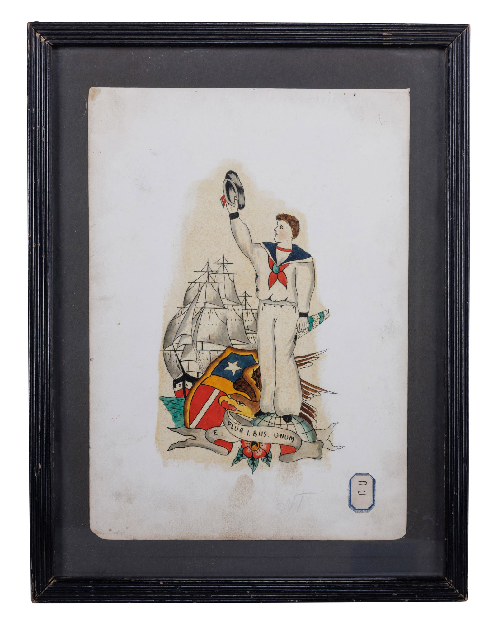 American Sailor Tattoo Design by Henri Swift (San Francisco, ca. 1913) 10 x 7 in. (25.4 x 17.8 cm.), (1 of 2)