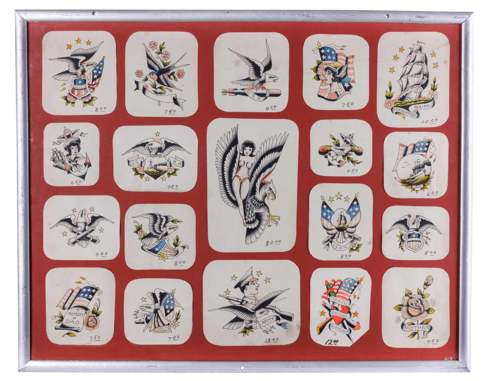 Patriotic American Tattoo Designs by Amund Dietzel [Folk Art - Outsider - WWII], (Milwaukee, ca. (1 of 6)