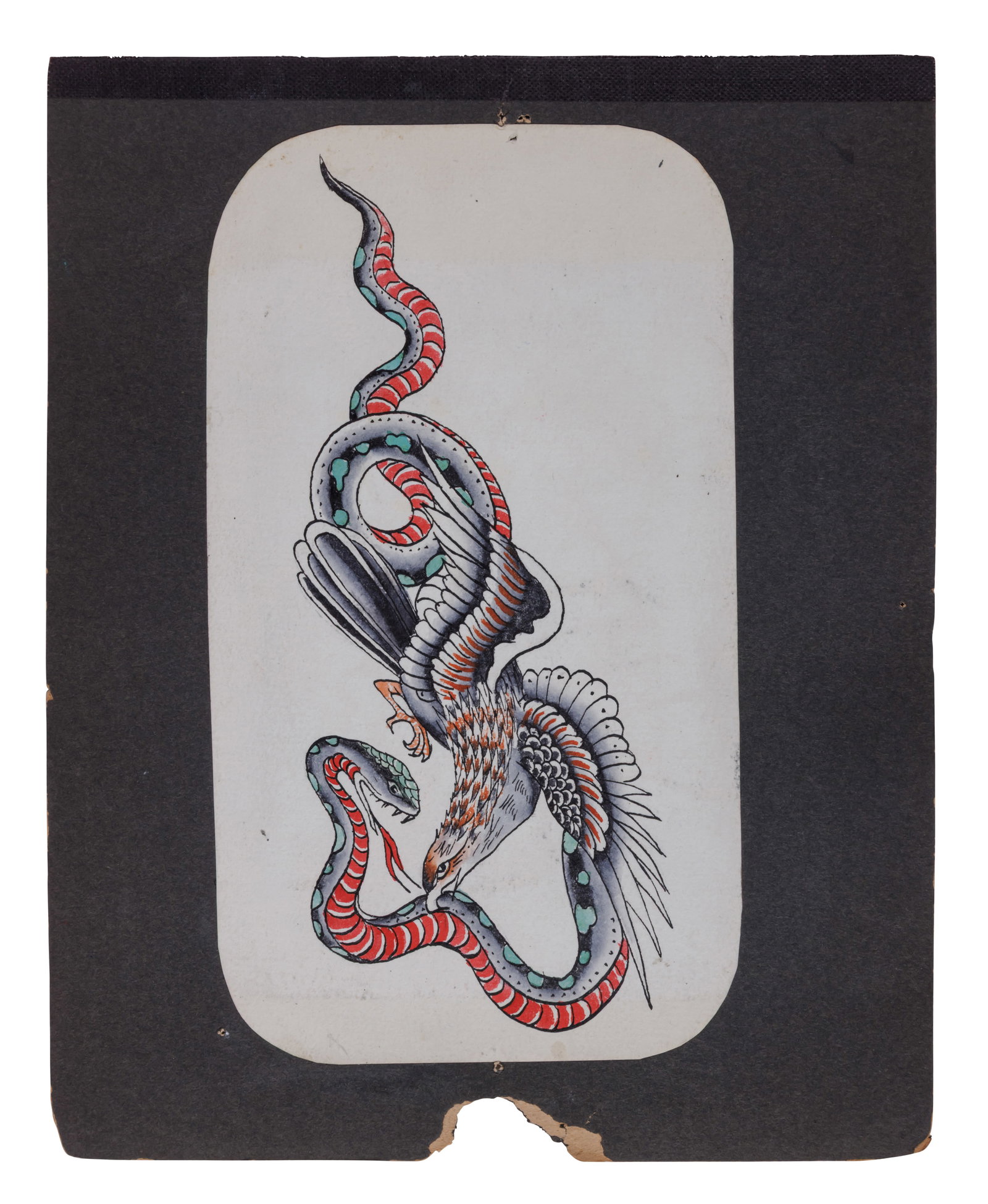 Double-Sided Eagle and Snake Tattoo Designs by Amund Dietzel [Folk Art - Outsider] (Milwaukee, ca. (1 of 2)