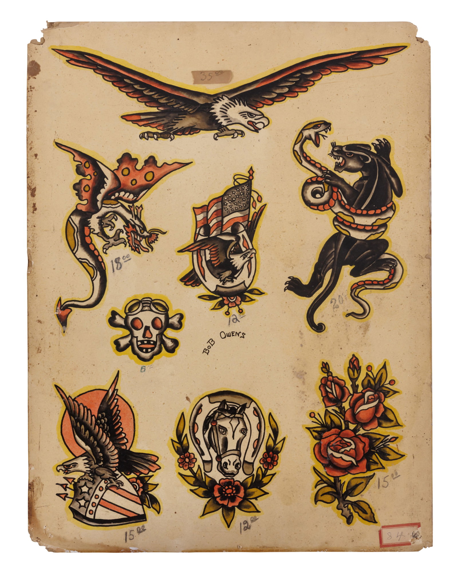 Snake & Panther and Other Tattoo Designs by Bob Owens [San Diego - Folk Art] (Oceanside, California, (1 of 2)