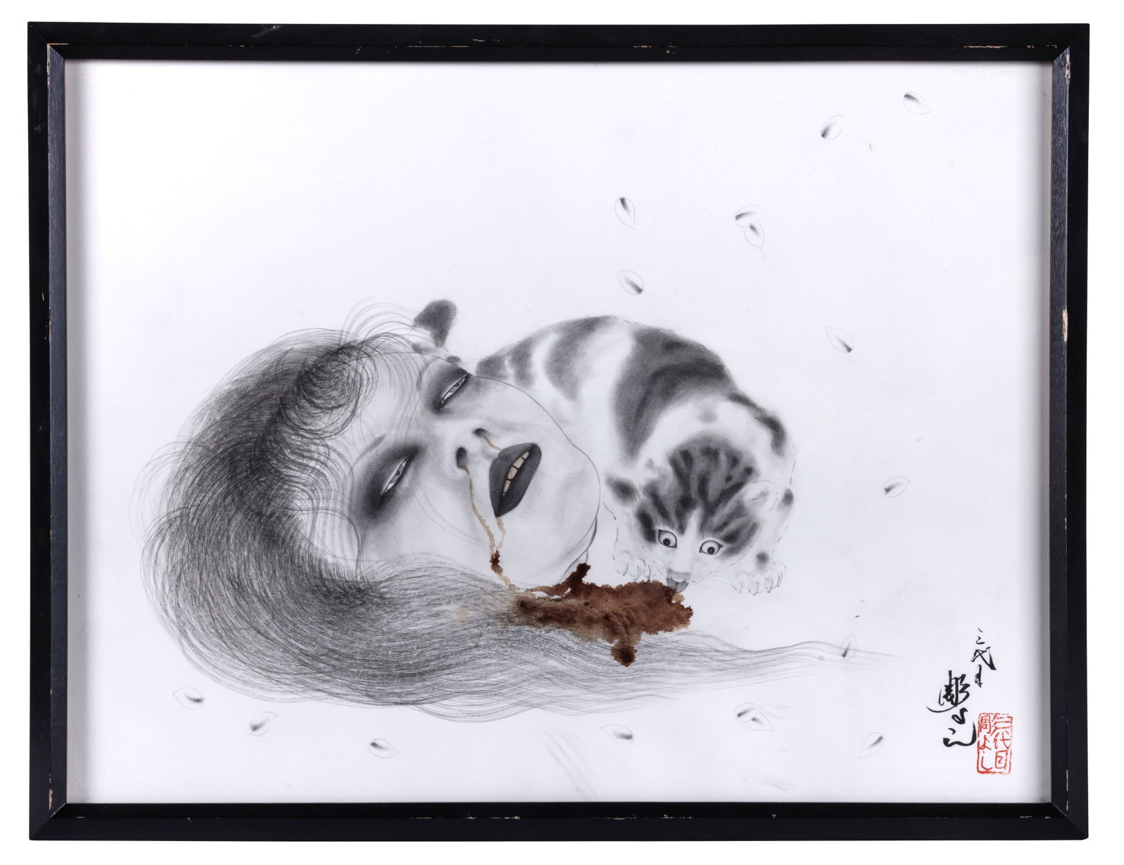 Namakubi, Severed Head Painting by Horiyoshi III [Tattoo] (Yokohama, Japan, ca. 2015) Sight: 11 x 14 (1 of 2)