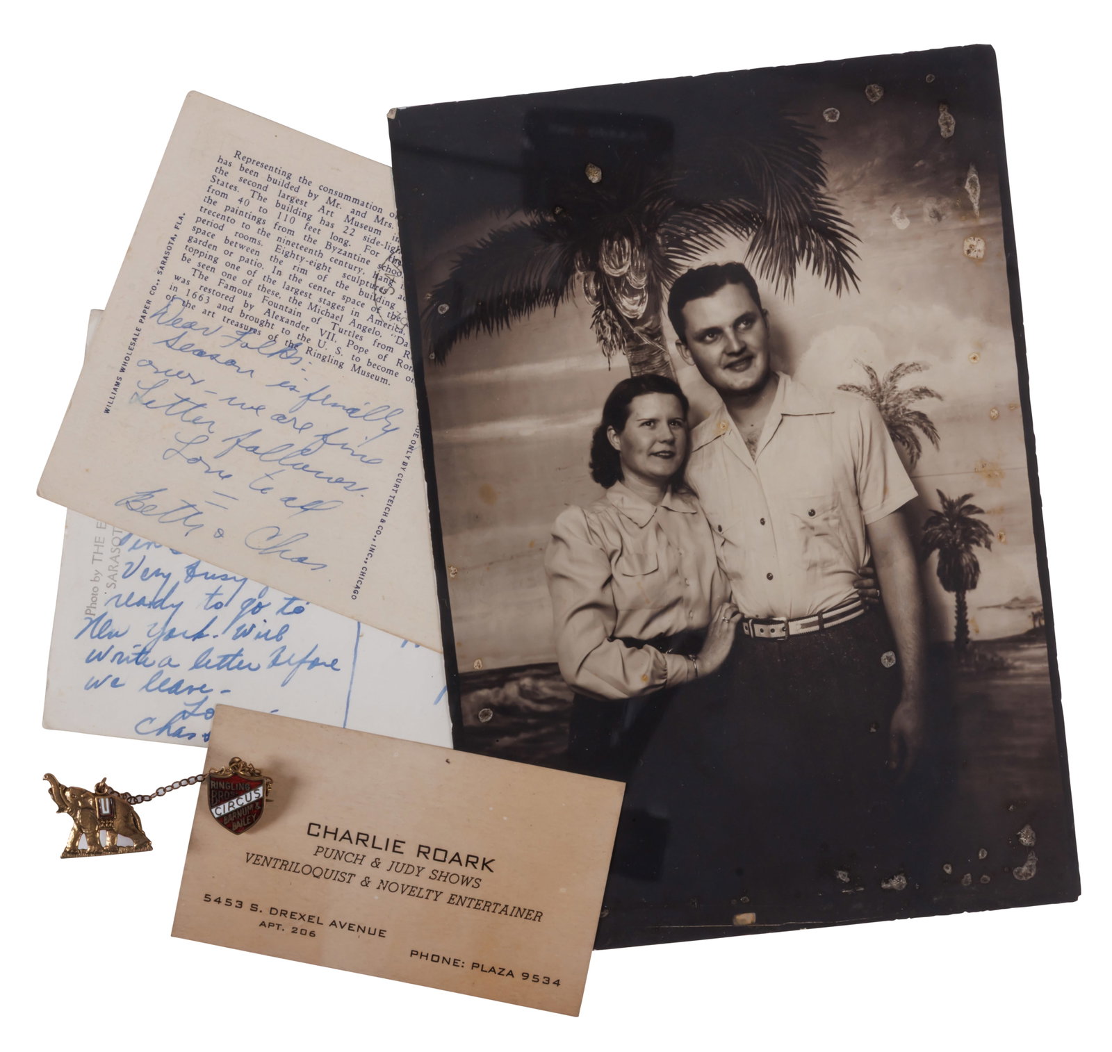 Ventriloquist Charles Roark and Tattooed Lady Betty Broadbent, Photo and Paper Archive [Circus - (1 of 5)