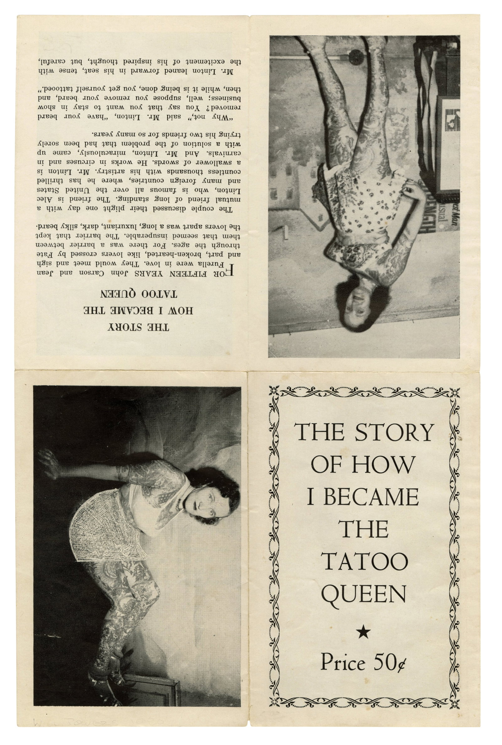 Souvenir Autobiography for Jean Carroll, Tattooed by Charlie Wagner [Bowery - Sideshow - Circus - (1 of 2)