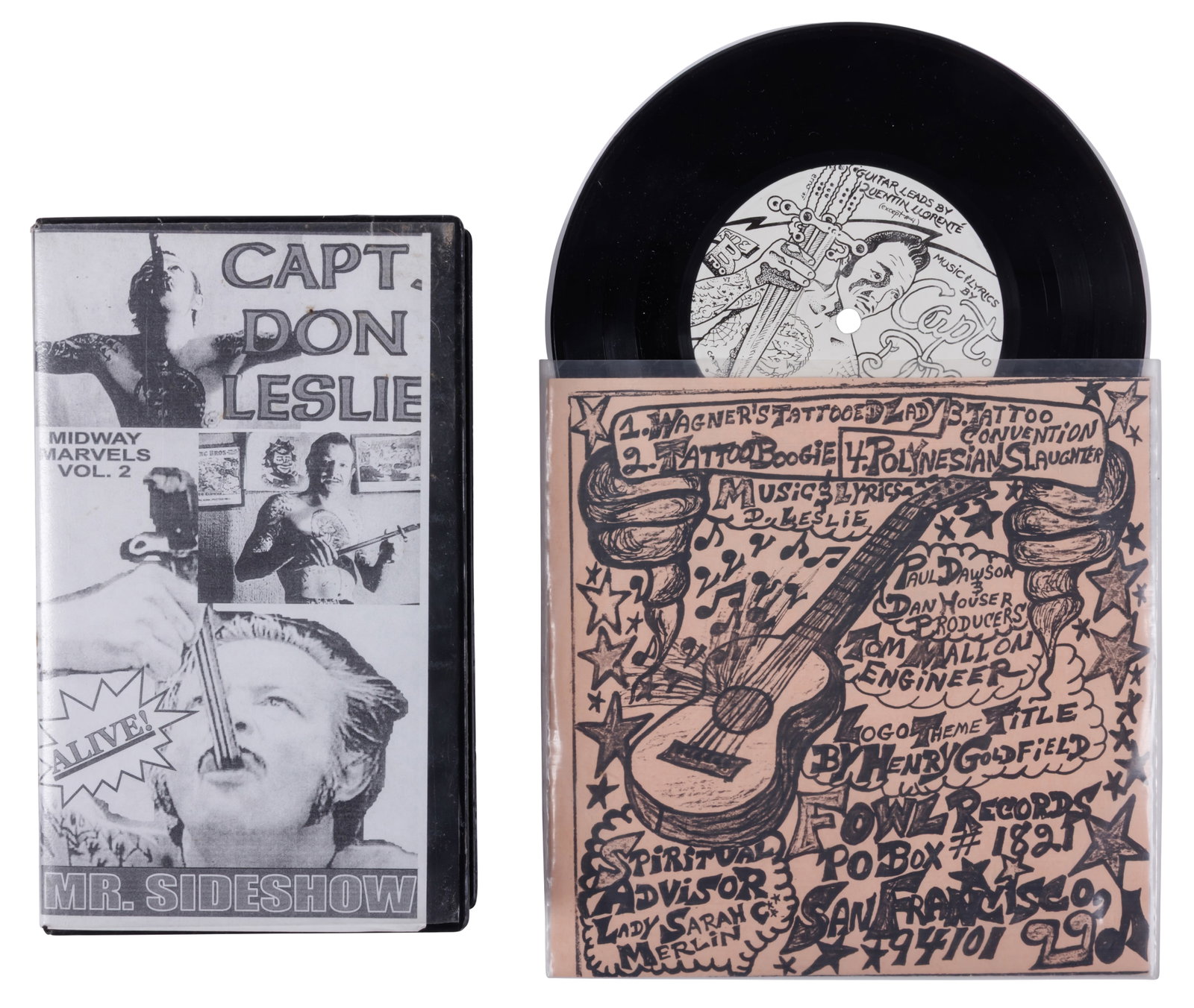 Capt. Don Leslie "Tattoo Songs" Vinyl EP and "Mr. Sideshow" VHS [Carnival - Circus - Freak] (San (1 of 3)