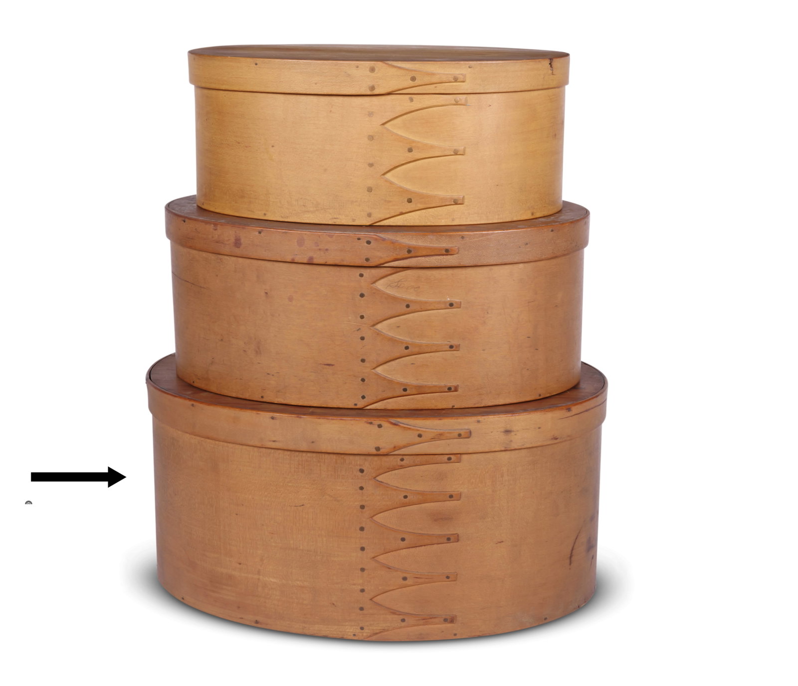Rare Fifteen-Inch Shaker Oval Box (New Lebanon, New York, ca. 1840) 7 x 11 x 15 in. (17.8 x 27.9 x (1 of 7)