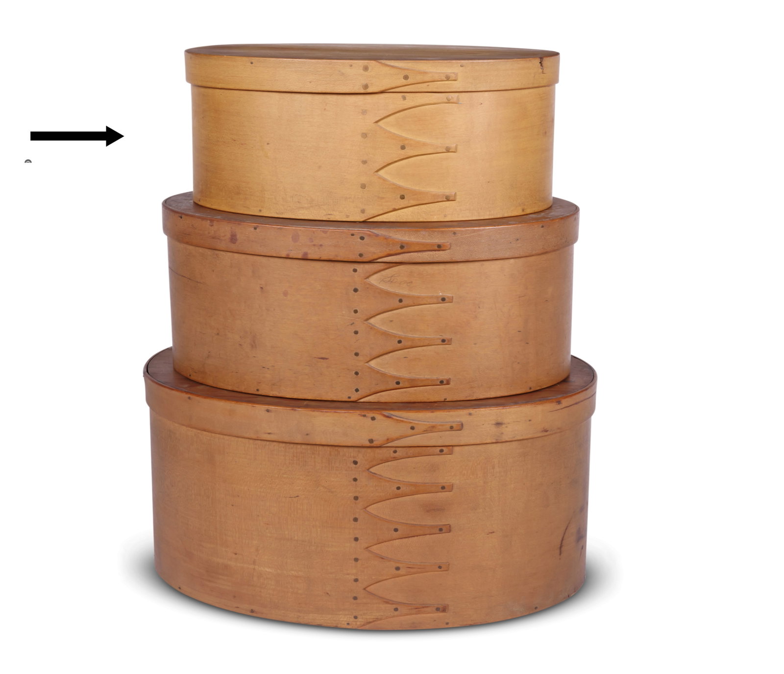 Shaker Oval Box (New Lebanon, New York, ca. 1840) 4 3/4 x 8 1/4 x 12 in. (12.1 x 21 x 30.5 cm.) (1 of 10)