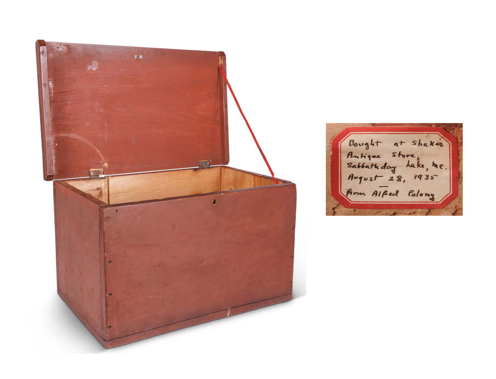 Shaker Storage Box in Red Paint (Alfred, Maine, ca. 1820) 13 1/2 x 13 3/4 x 22 1/2 in. (34.3 x 34.9 (1 of 9)
