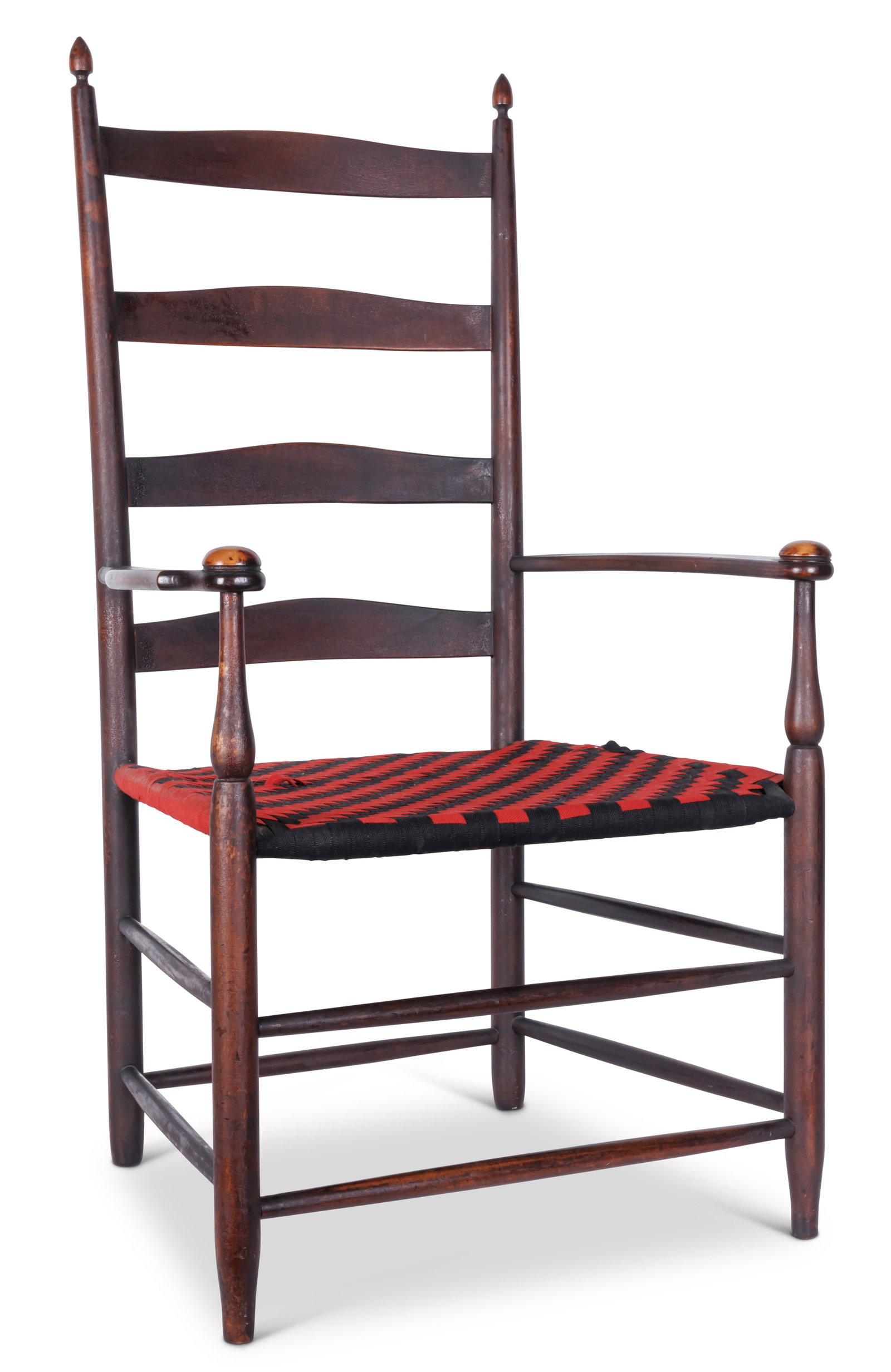 Shaker #6 Armchair (South Family, Mount Lebanon, New York, ca. 1880) 41 x 24 x 22 1/2 in. (104.1 x: Shaker #6 Armchair (South Family, Mount Lebanon, New York, ca. 1880) Stamped "6" on back of top slat. Retains partial Shaker trademark transfer label. Maple with original stained and varnished finish.