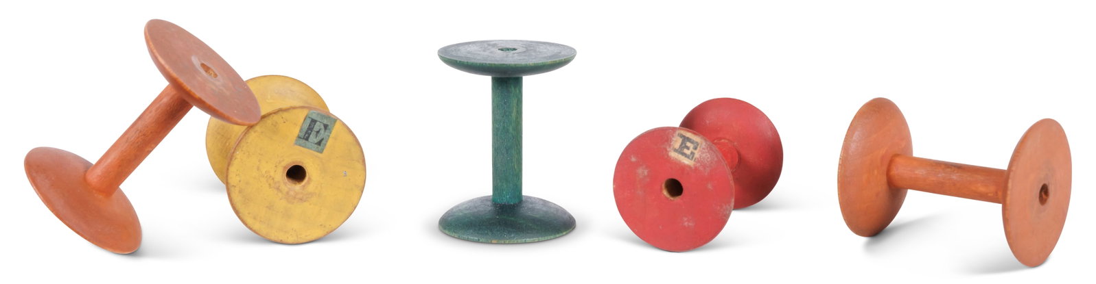 Five Shaker Spools in Original Paint (19th century) Each: 1 1/4 in. (3.2 cm.) (1 of 5)