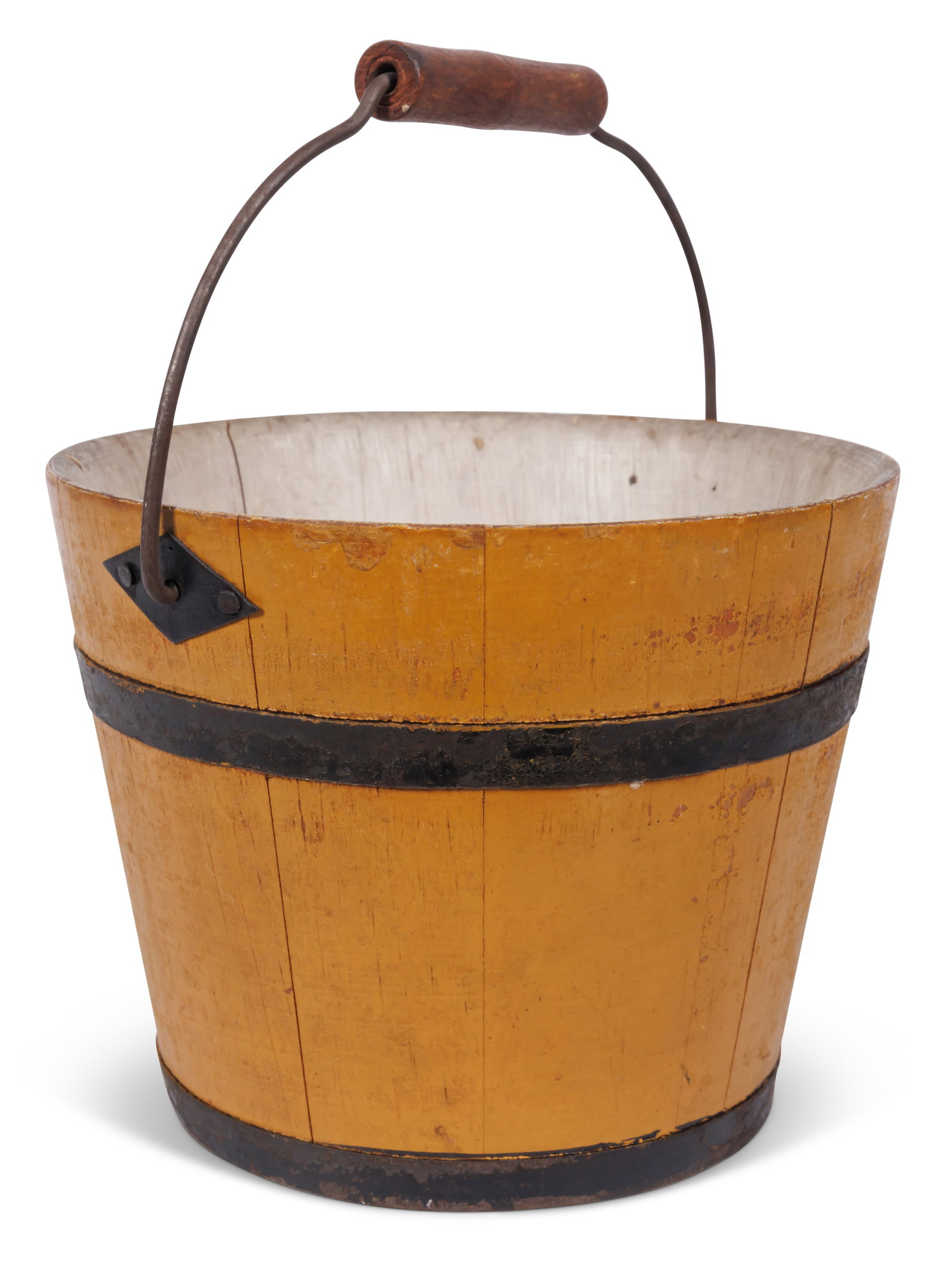 Miniature Berry Bucket in Yellow Paint [Shaker - Pail] (New England, 19th century) 4 1/2 x 5 1/2 in. (1 of 7)