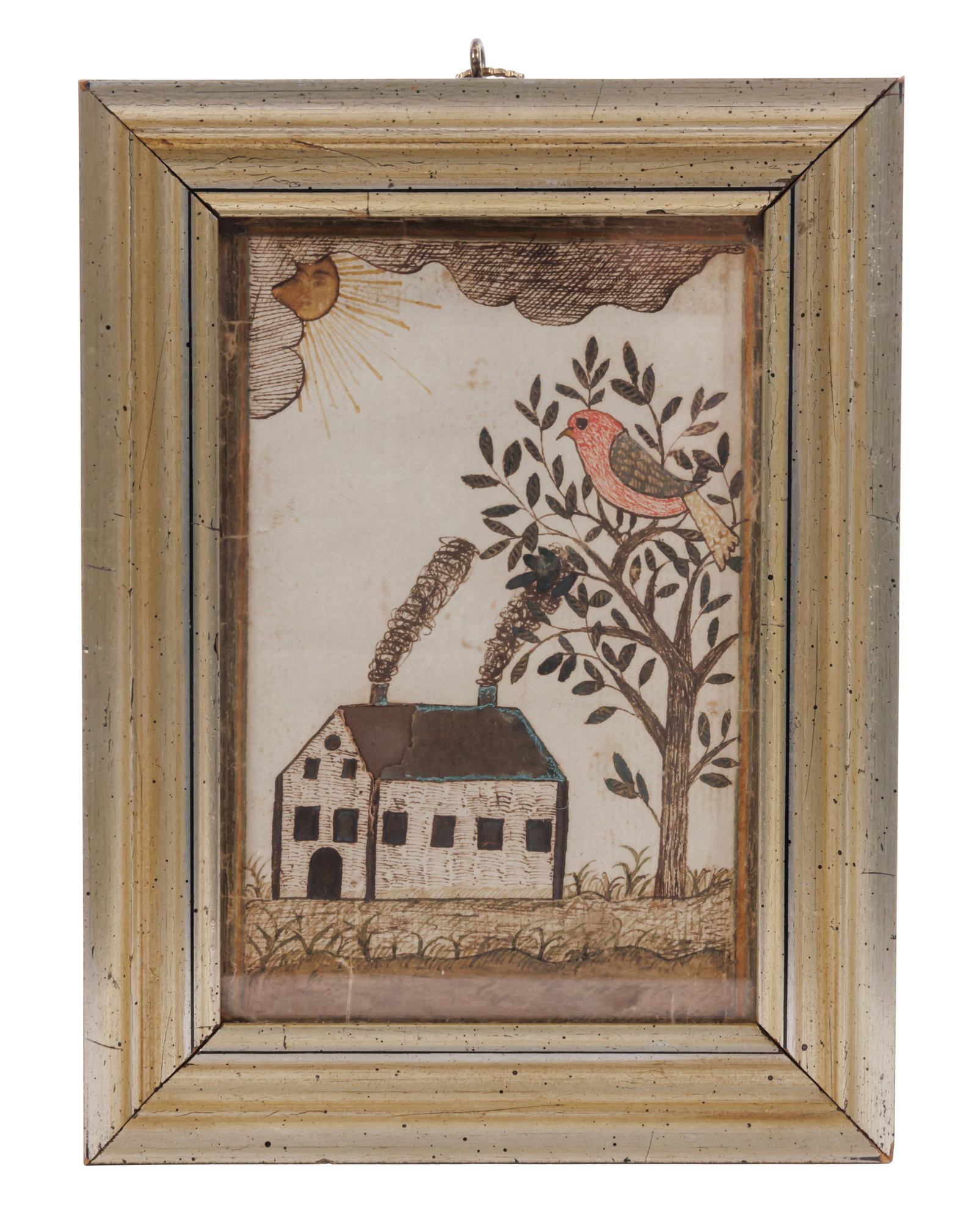 Fraktur Painting with Sun Face [Pennsylvania German - Bookplate - Folk Art] (Pennsylvania, early (1 of 2)