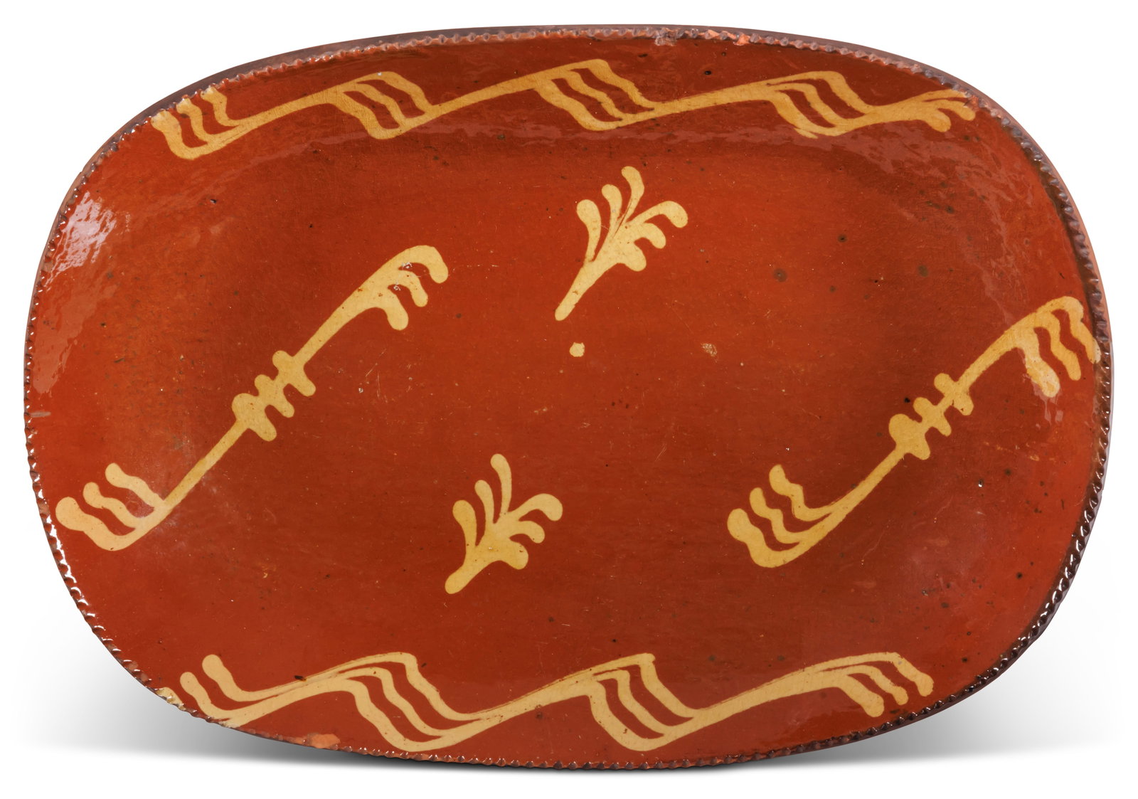 Large Pennsylvania Slip-Decorated Redware Loaf Dish (Pennsylvania, mid-19th century) 12 x 17 in. (1 of 4)