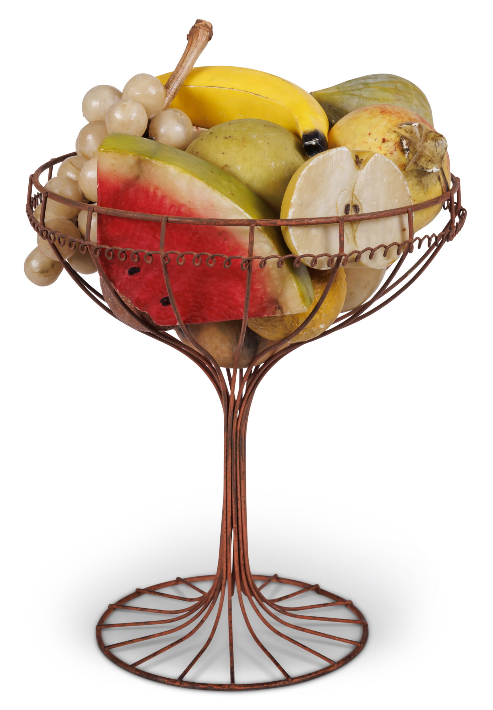 Collection of Antique Stone Fruit in Wire Compote Compote: 10 1/2 x 9 1/2 in. (26.7 x 24.1 cm.) (1 of 4)