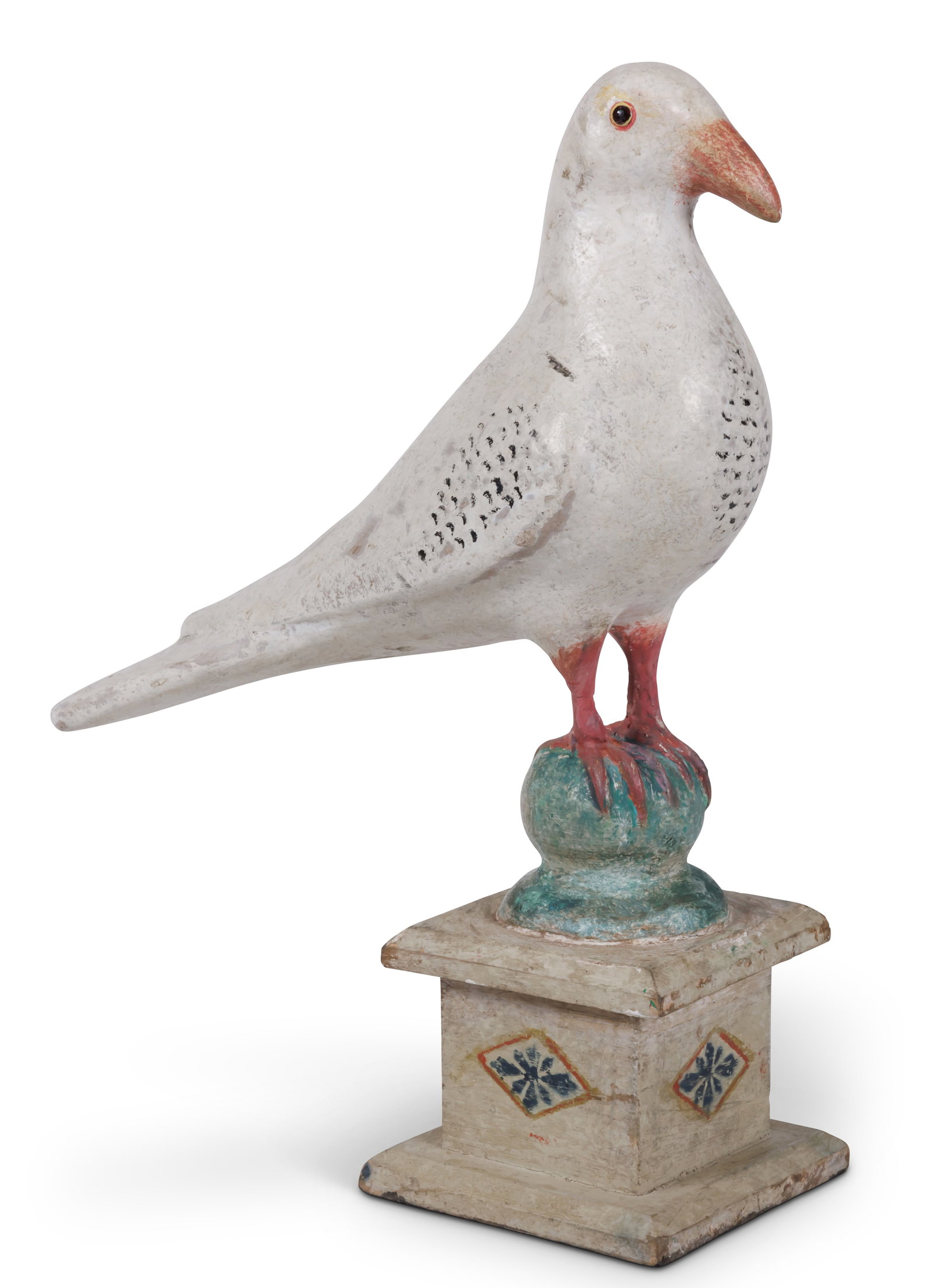 Chalk Ware Dove on Pedestal [Folk Art - Sculpture - Carving - Chalkware] (American, 19th century) 15 (1 of 8)