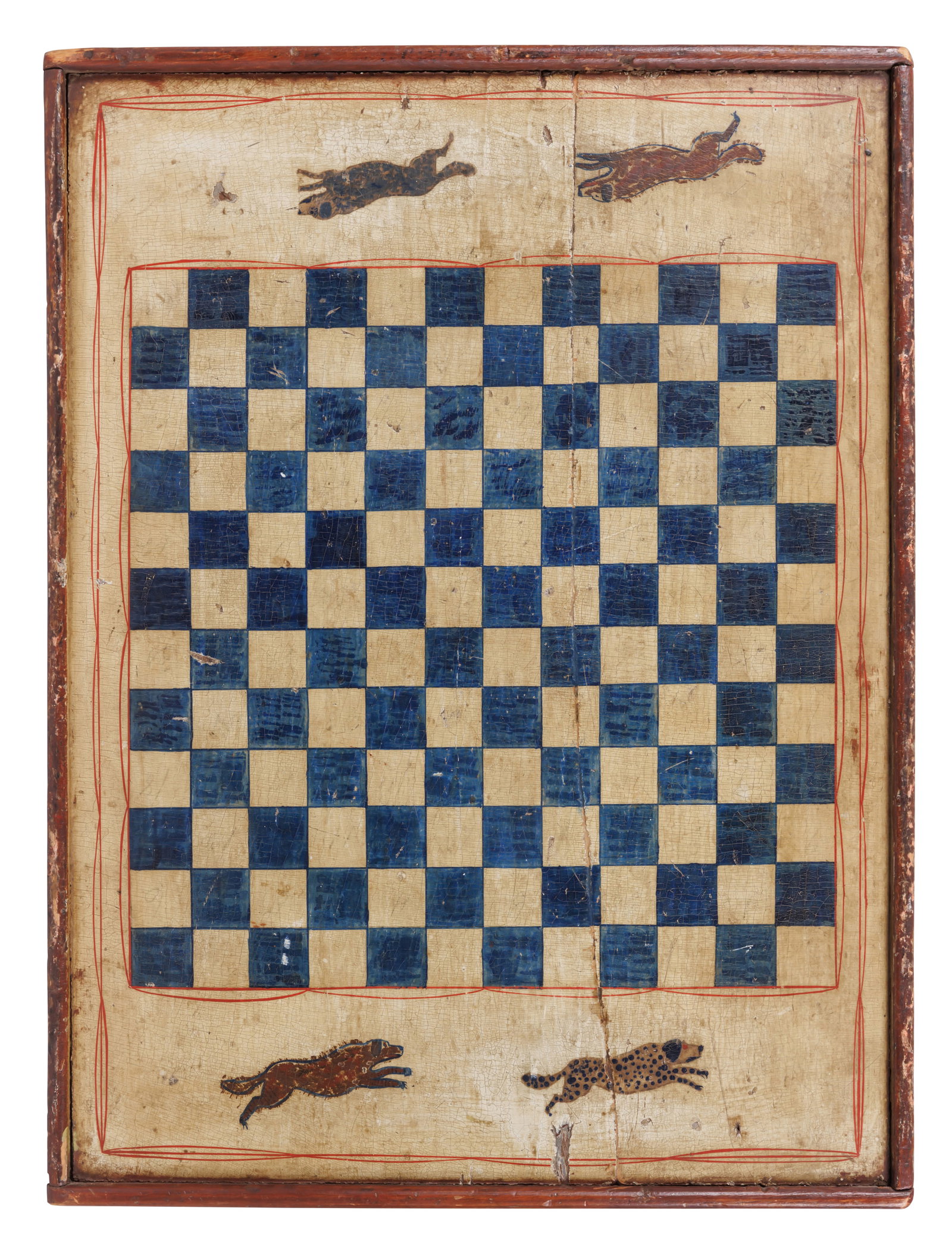 Game Board with Running Dogs [Folk Art - Dalmatian - Painted] (American, late 19th century) 22 x 16 (1 of 4)