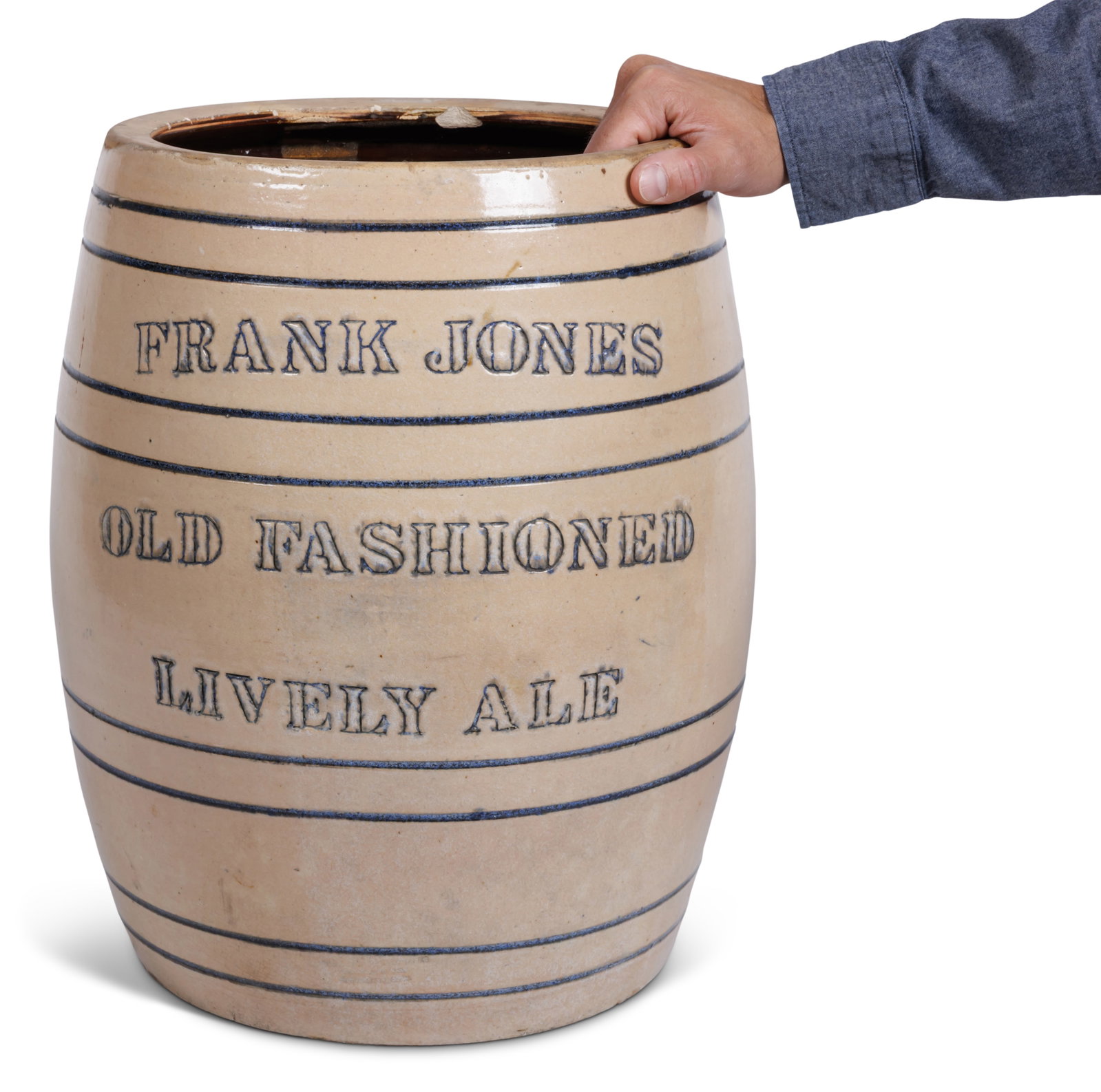 Large Frank Jones Brewery Stoneware Keg-Form Beer Cooler, Portsmouth [Advertising - Trade Sign] (1 of 8)