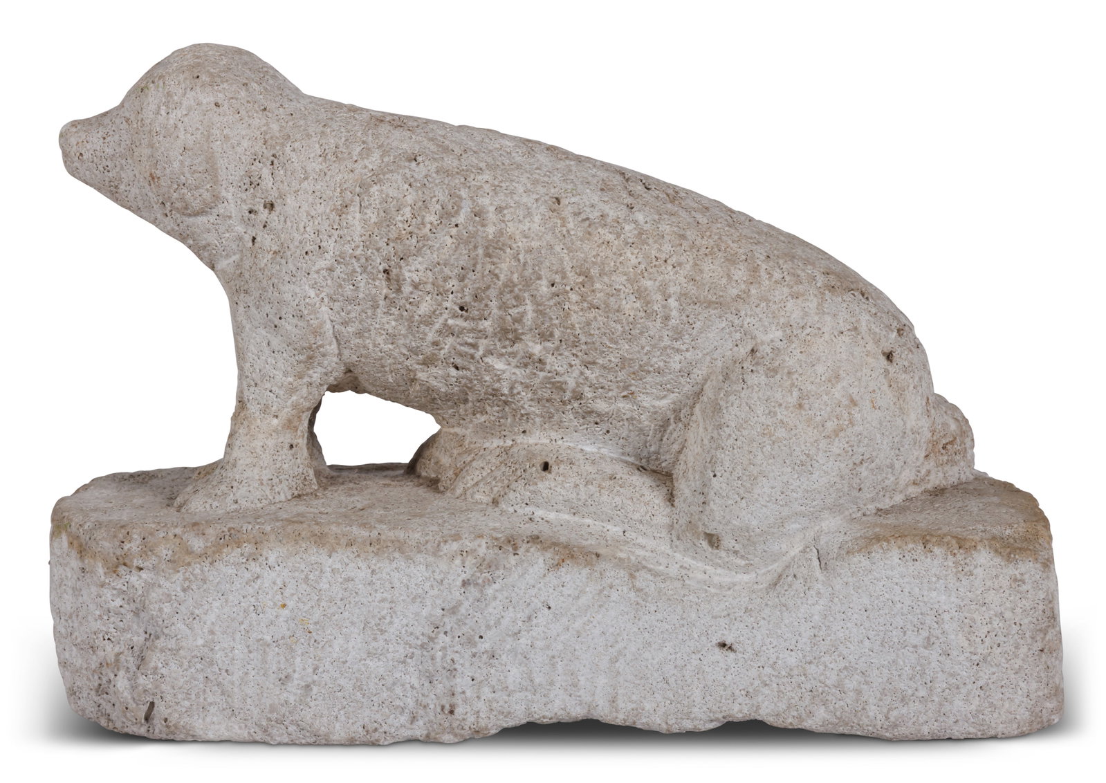 Carved Stone Dog [Folk Art - Sculpture] (American, late 19th or early 20th century) 7 x 10 x 4 in. (1 of 6)