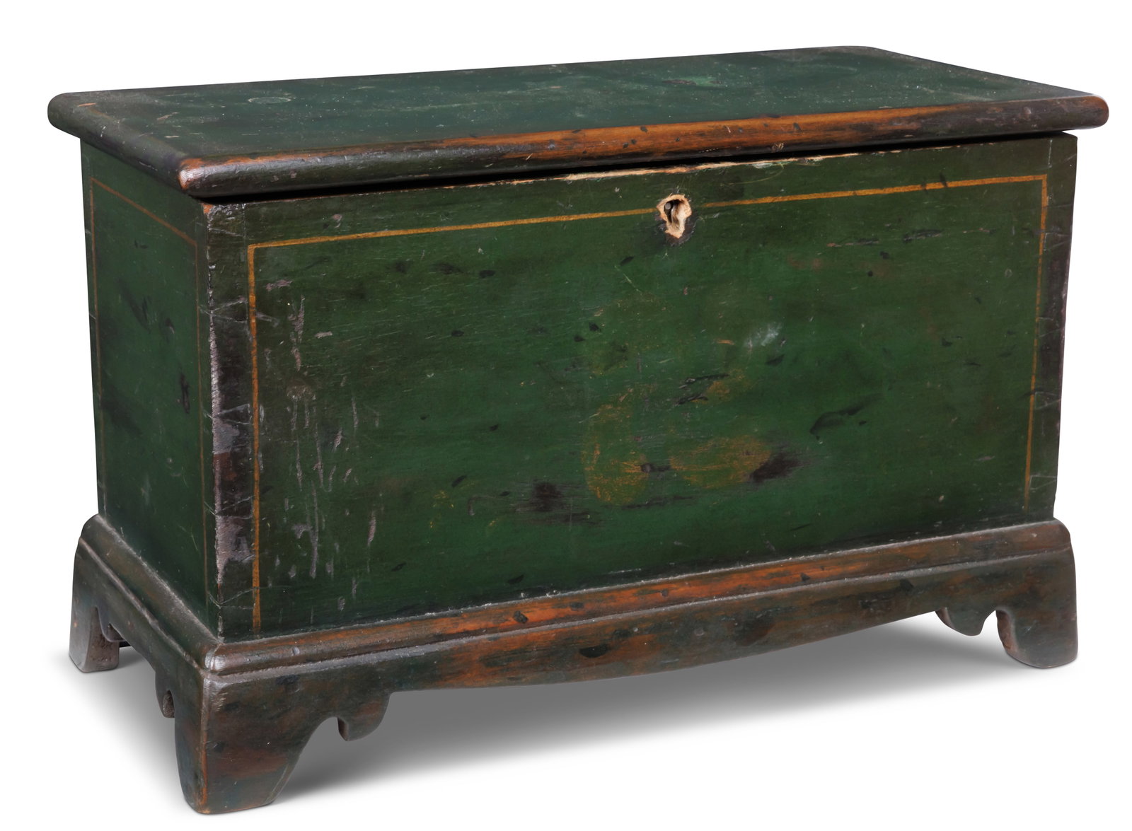 Miniature Dovetailed Blanket Chest in Green Paint (19th century) 8 1/2 x 6 1/4 x 13 in. (21.6 x 15.9 (1 of 9)