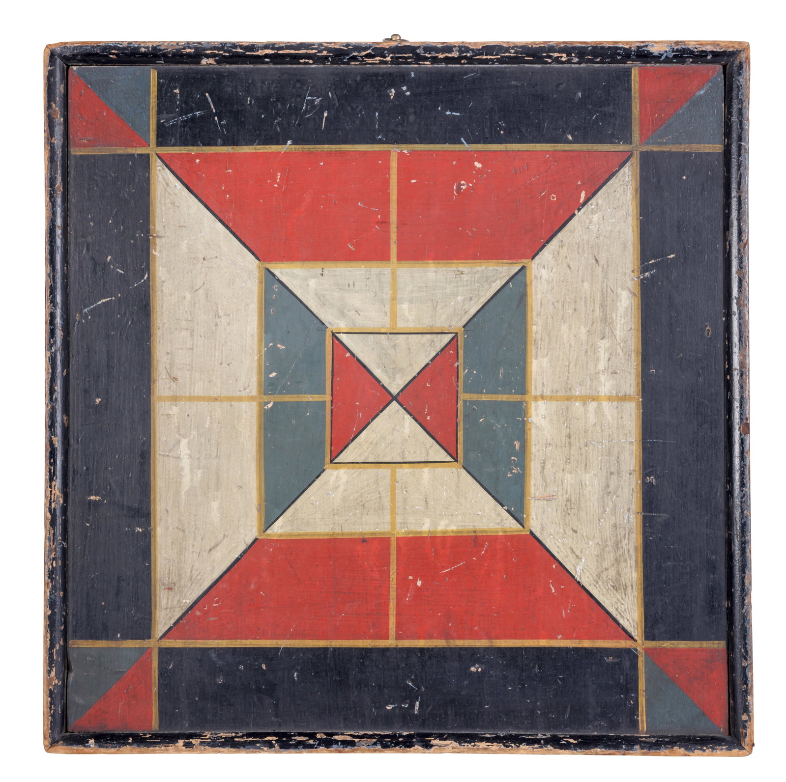 Geometric Paint-Decorated Mill Game Board [Folk Art - Checkerboard] (American, 16 x 16 in. (40.6 x (1 of 2)