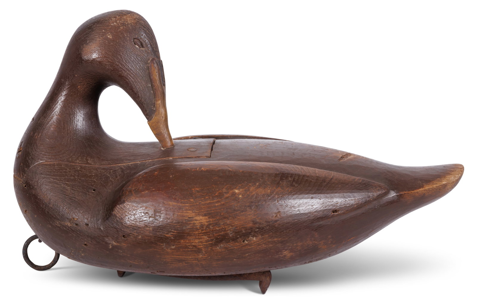 Turned Head Eider Hen Duck Decoy, Gus Wilson [Folk Art] (South Portland, ME, late 19th or early 20th (1 of 9)