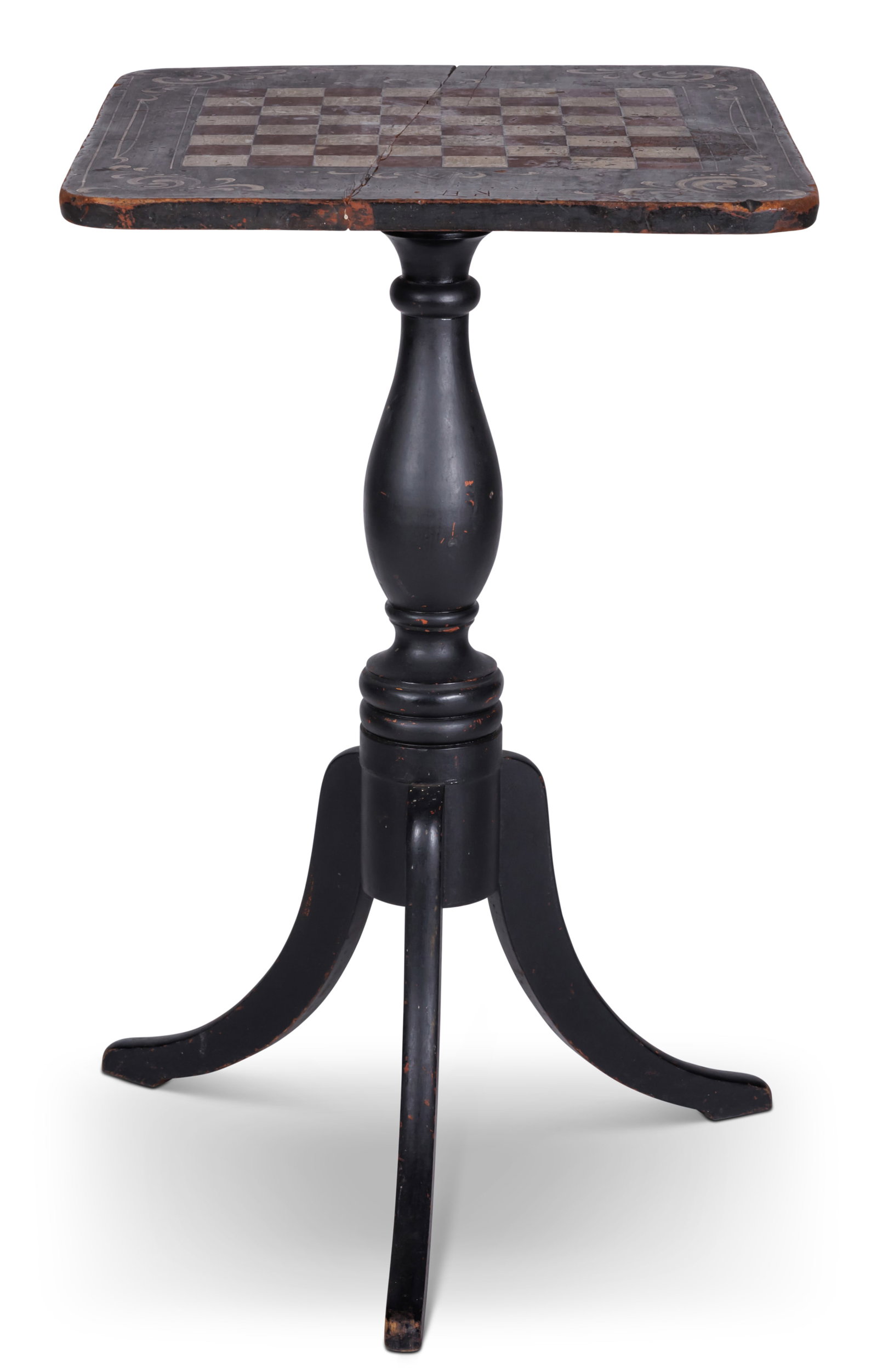 Sheraton Candlestand with Game Board Top [Folk Art] (American, 19th century) 27 x 20 1/4 x 17 in. (1 of 8)