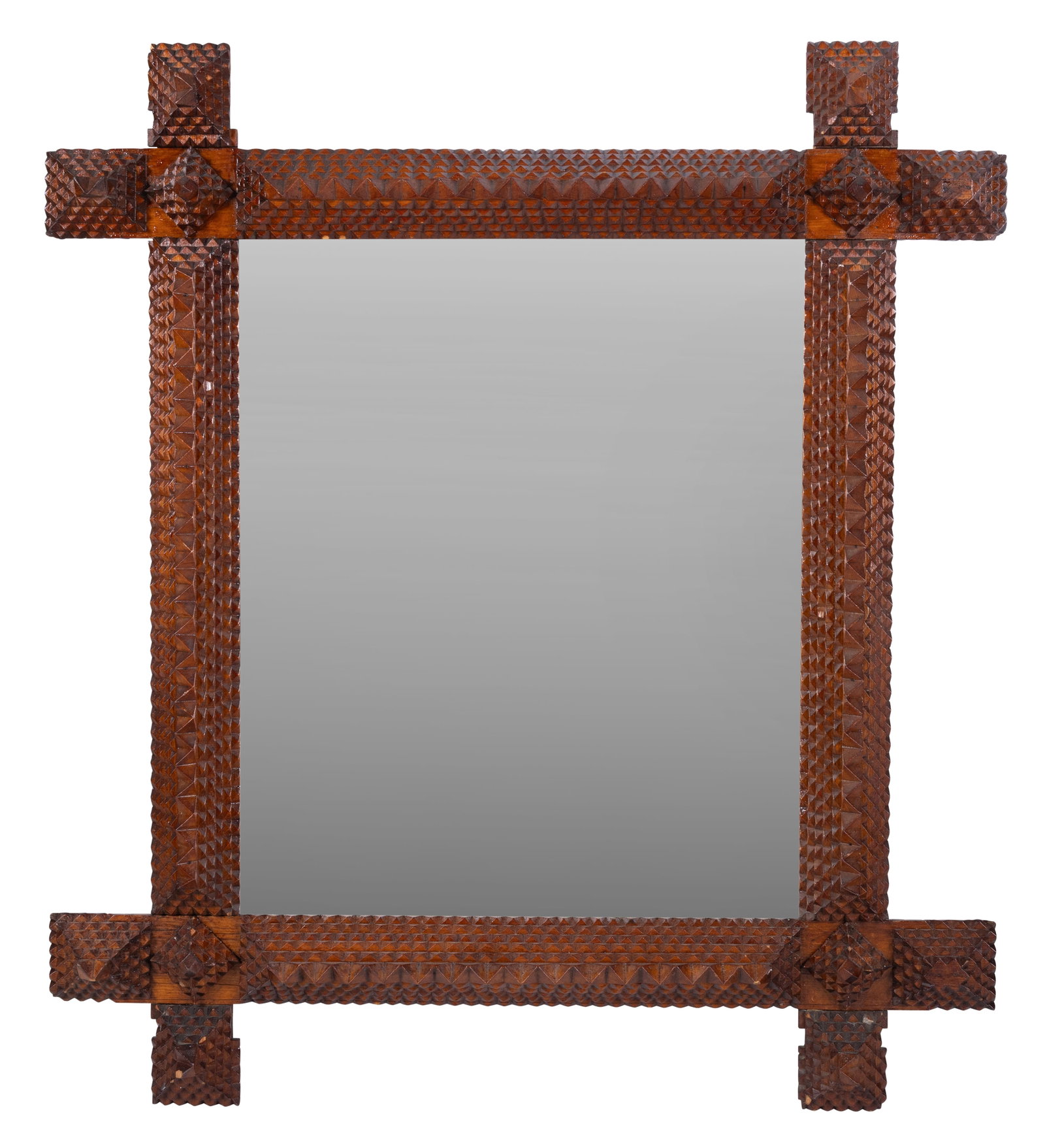Large Tramp Art Mirror (19th century) 38 x 34 in. (96.5 x 86.4 cm.) (1 of 4)
