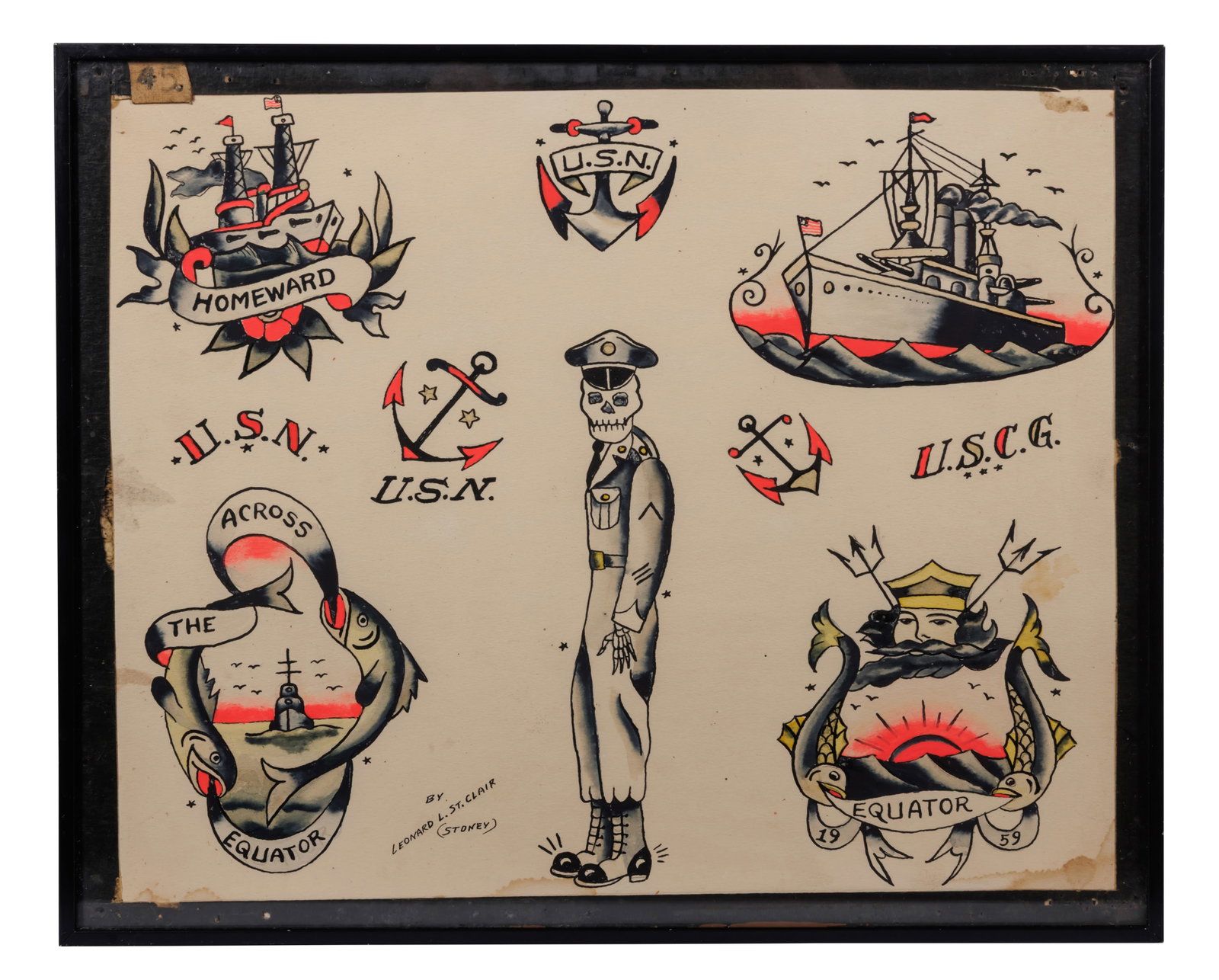 Stoney St. Clair, US Navy and Other Tattoo Designs [Folk Art - Outsider - Coast Guard] (Tampa, ca. (1 of 2)