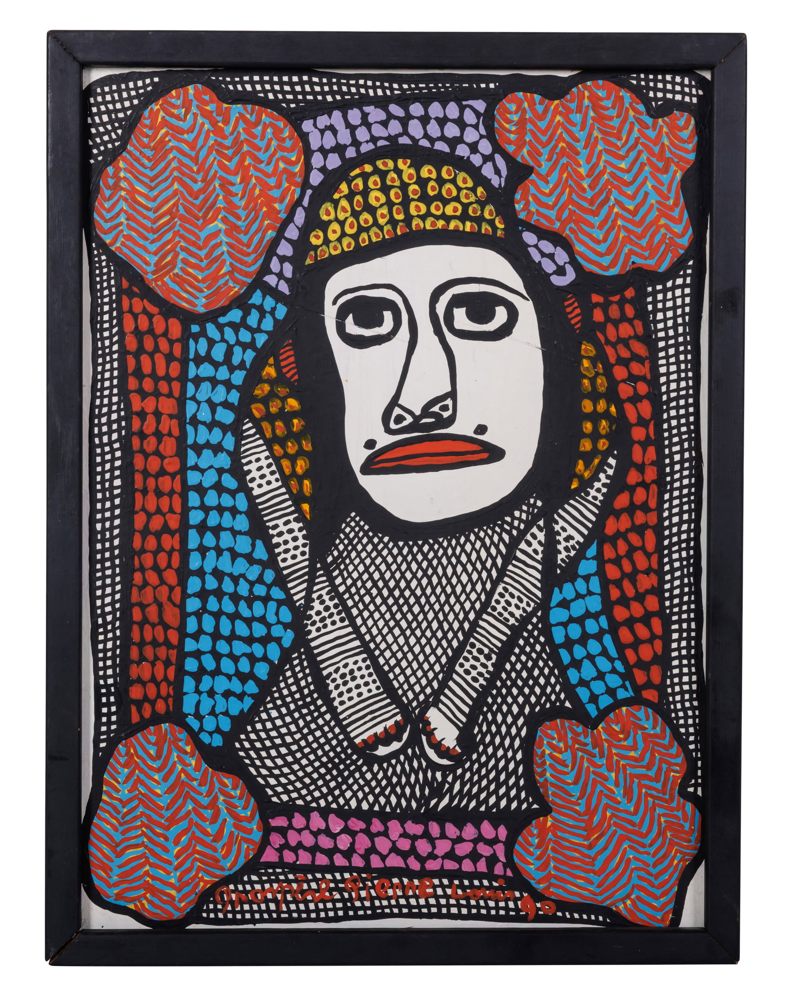Voudo Loa by Prospere Pierre-Louis (Haiti, 1990) 16 x 12 in. (40.6 x 30.5 cm.), Frame: 12 x 17 3/4 (1 of 2)