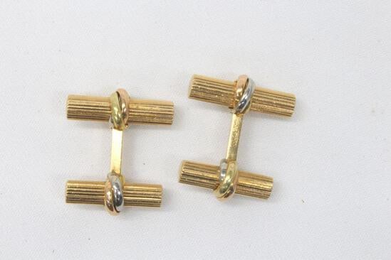 Cartier 18k Yellow Gold Bar Cufflinks (1 of 1)