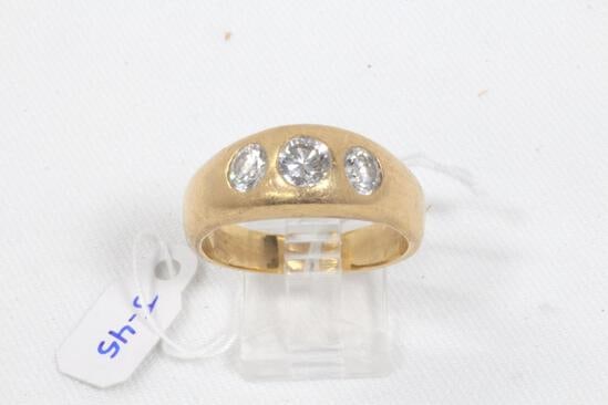18k Yellow Gold 3 Flush Set Diamond Dome Ring (1 of 1)