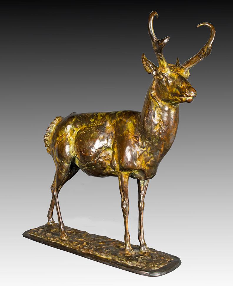 Wyoming Native by Mike Barlow (1963- ): Mike Barlow (1963- ), bronze 13/21, 19 x 21 x 5, inscribed right verso: Michael Barlow 13/21