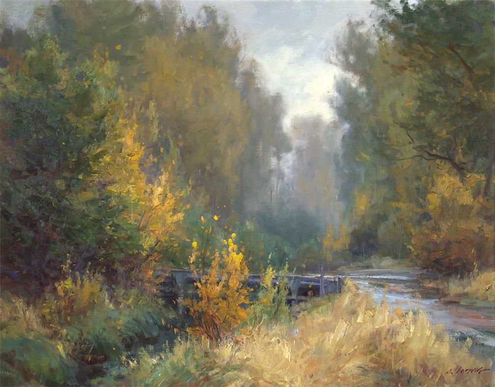 Early October by Clyde Aspevig (1951- ): Clyde Aspevig (1951- ), oil on canvas, 22 x 28, signed lower right: C. ASPEVIG