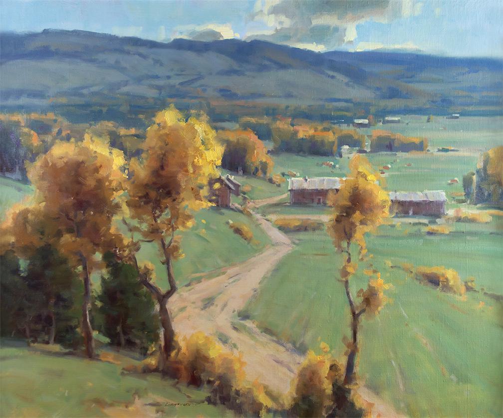 Late September, Star Valley by Scott Christensen (1962-: Scott Christensen (1962- ), oil on canvas, 30 x 36, signed lower center: CHRISTENSEN Â© verso: titled