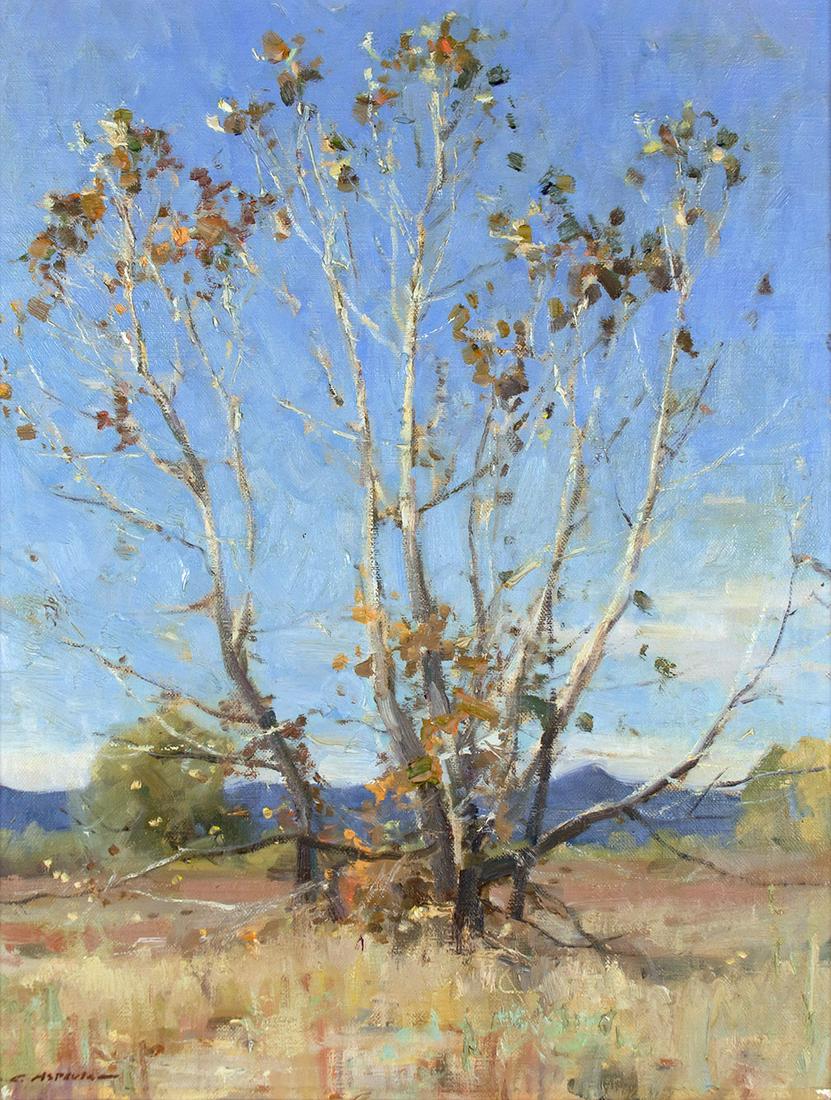 The Last Leaves by Clyde Aspevig (1951- ): Clyde Aspevig (1951- ), oil on panel, 18 x 14, signed lower left: C. ASPEVIG- verso: titled and signed