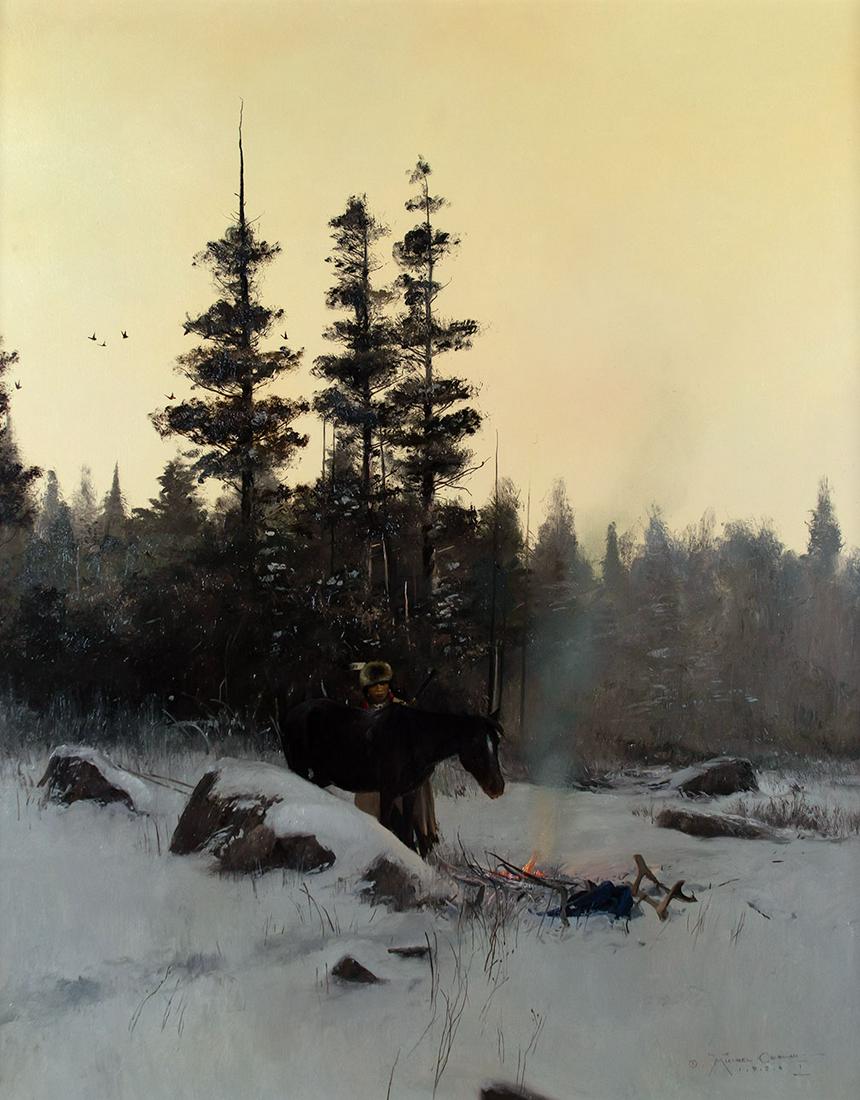 Wary Warmth by Michael Coleman (1946- ): Michael Coleman (1946- ), oil on board, 30 x 24, signed lower right: © MICHAEL COLEMAN - 1.9.7.0 -