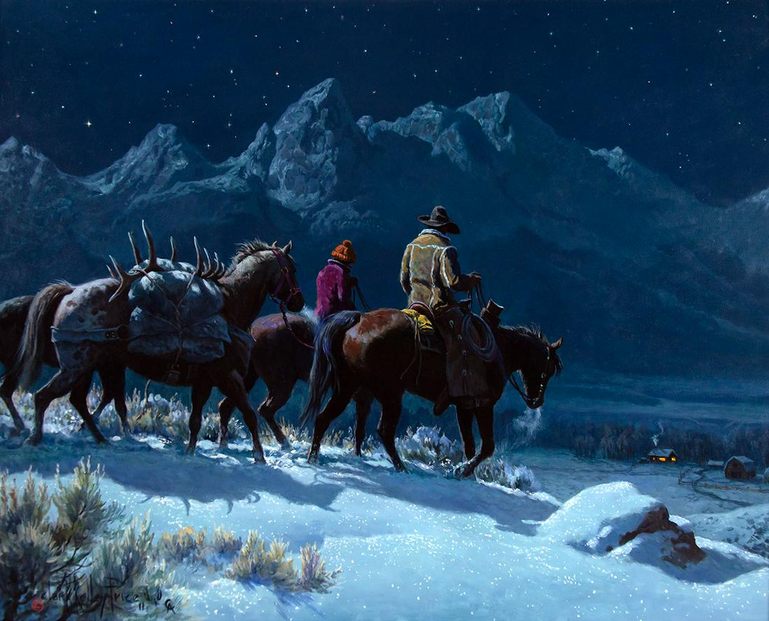 Sweet Wyoming Home by Clark Kelley Price (1945- ): Clark Kelley Price (1945- ), oil on canvas, 24 x 30, signed lower left: © clark kelley Price 11 (artist cipher) CA