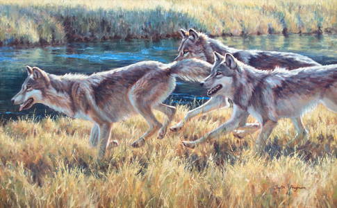 Hunters Along the Firehole by Justin Prigmore (1974- )