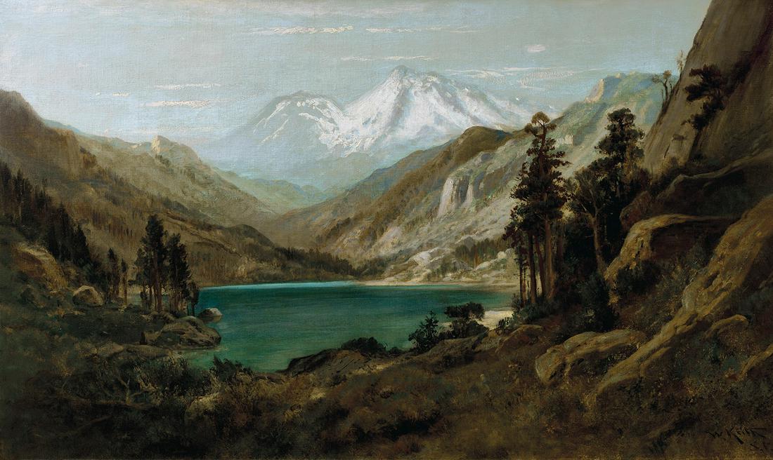 Mount Shasta from Castle Lake by William Keith: William Keith (1838-1911), Mount Shasta from Castle Lake, oil on canvas, 30 x 50, signed lower right