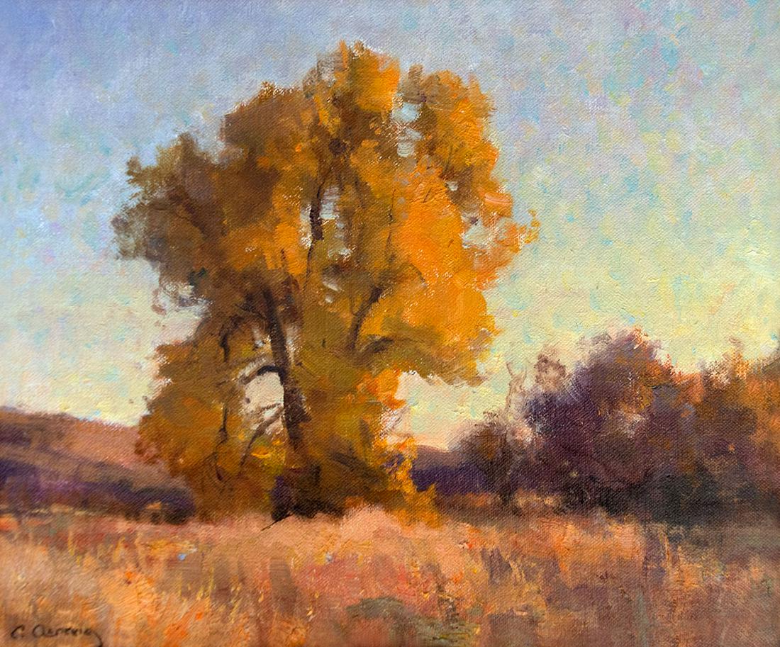 Ghost Covey Tree by Clyde Aspevig (1951- ): Clyde Aspevig (1951- ), Ghost Covey Tree, oil on linen, 10 x 12, signed lower left