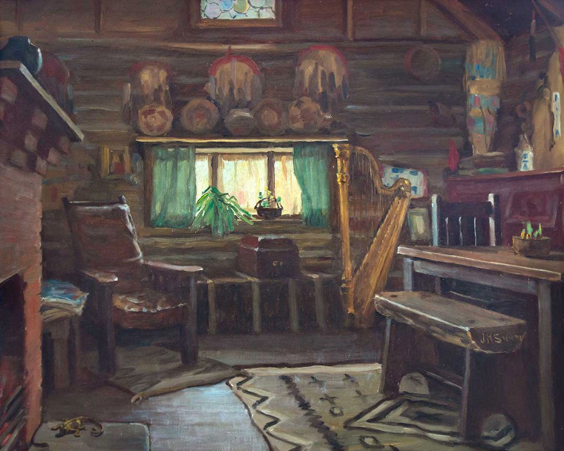 In My Studio by Joseph Henry Sharp (1859-1953): Joseph Henry Sharp (1859-1953), In My Studio, oil on canvas, 16 x 20, signed lower right