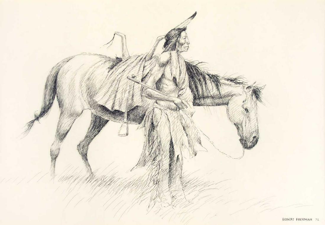 When Peace Was by Robert Freeman (1946- ): When Peace Was by Robert Freeman (1946- ), ink on paper, 9 x 13 (sight)