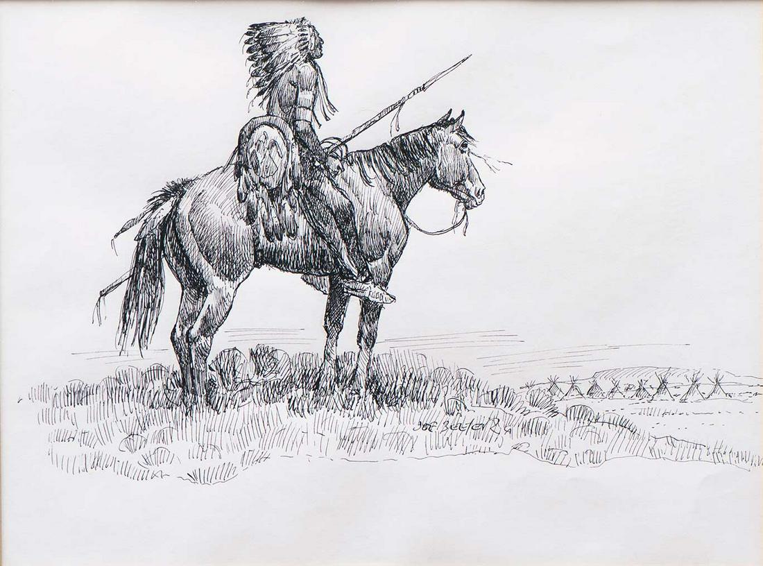 Indian Chief on Horse by Joe Beeler (1931-2006) (1 of 2)
