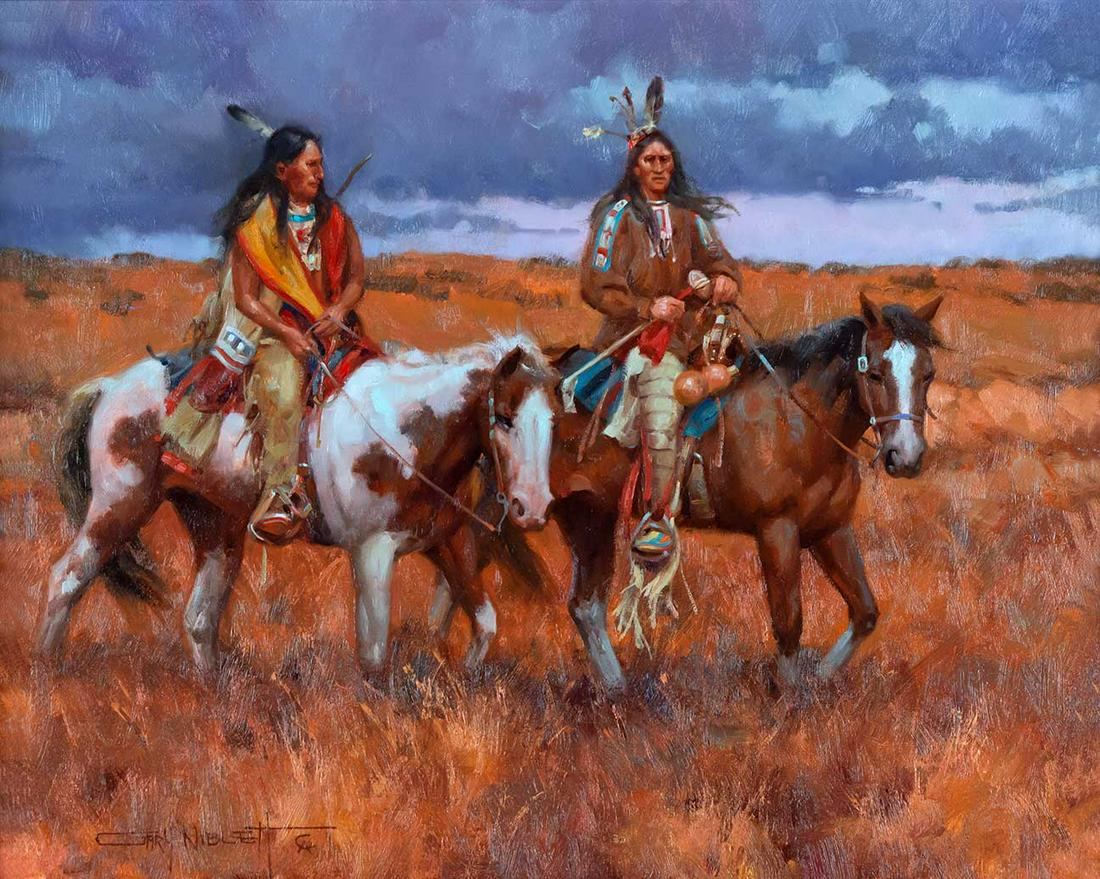 Gary Niblett (1943- ), Rulers of the Plains, 16 x 20: Gary Niblett (1943- ), Rulers of the Plains, oil on canvas, 16 x 20, signed lower left: Gary Niblett CA verso: titled and signed Provenance: Claggett/Rey Gallery, Vail, CO (label verso); Private Colle