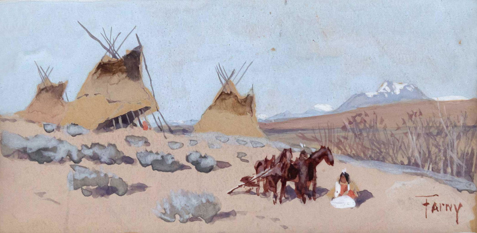 Henry Francois Farny (1847-1916), Indian Encampment with Travois (1 of 3)
