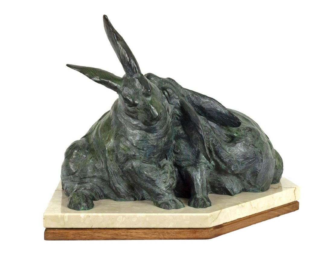 Dan Ostermiller (1956-) Close Quarters: Dan Ostermiller (1956-) Close Quarters, 1989 bronze, 7/30 9 1/2 x 12 x 7 1/2 inches 11 x 12 1/2 x 7 3/4 inches (with base) inscribed: Â© Dan Ostermiller, 89, 7/30 Provenance: From a Private Collecti