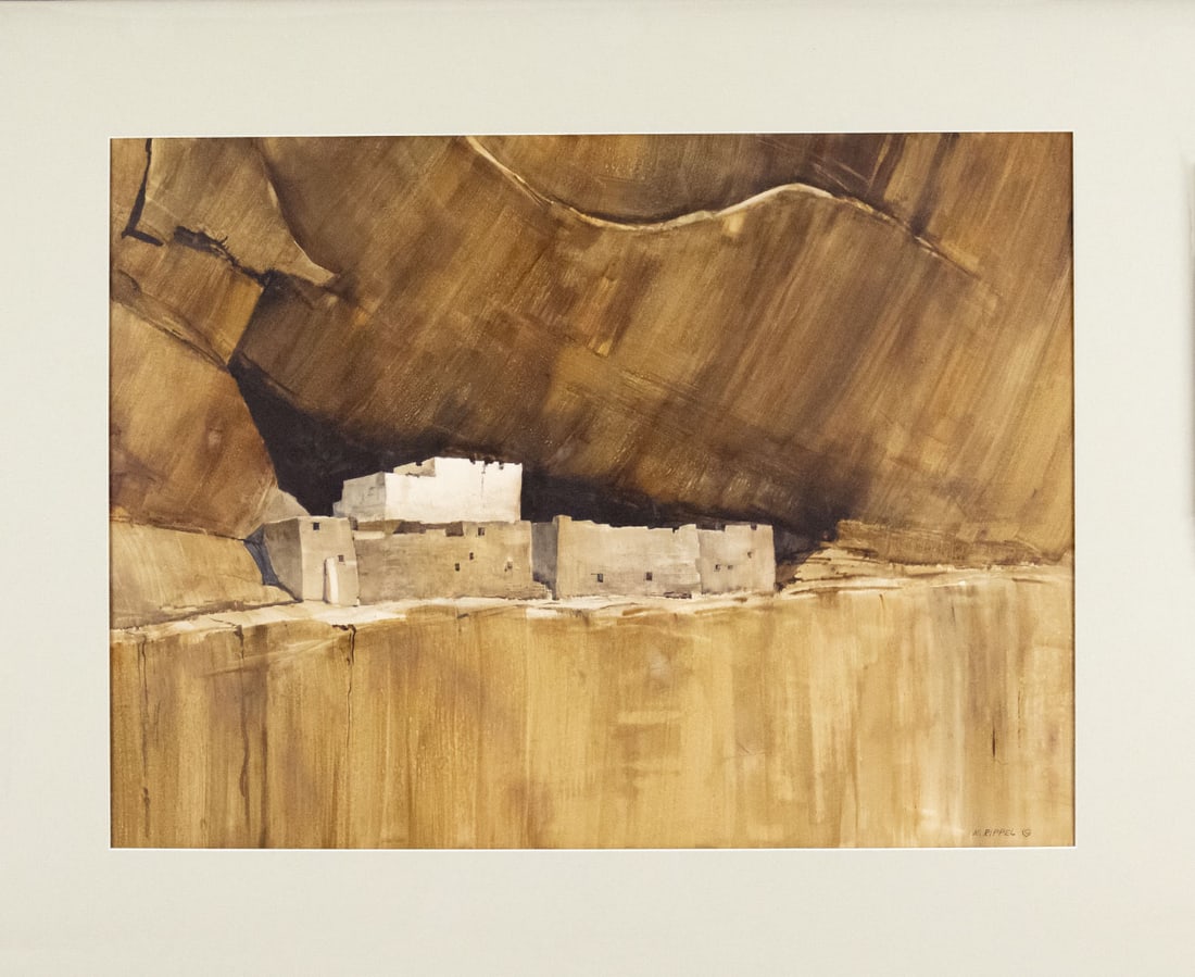 Morris Rippel (1930-2009), The Ancient Ones: Morris Rippel (1930-2009) The Ancient Ones Medium: watercolor on paper Dimensions: 17 1/2 x 23 1/2 Framed/base dimensions: 27 x 34 x 1 3/4 Signature: signed lower right: M. Rippel© verso: titled